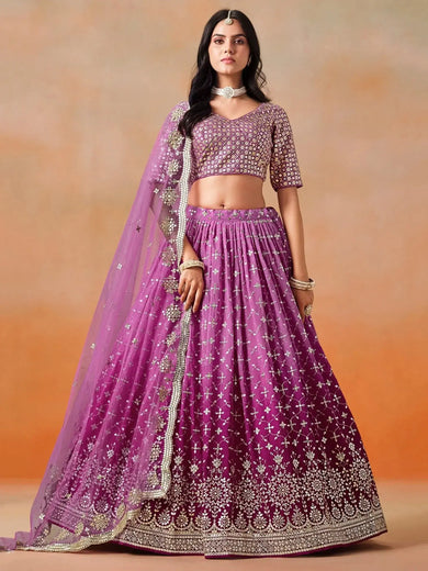 Mesmerizing Pink Embroidered Bridesmaids Lehenga Choli - Ethnic Plus In